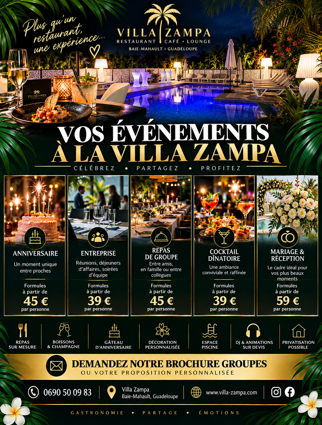 Brochure des événements Villa Zampa